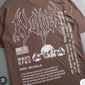 Darc Sport US‎ Vs Them Premium Vintage Tee Norse Blue Graphic Skull Wolf XL NWT